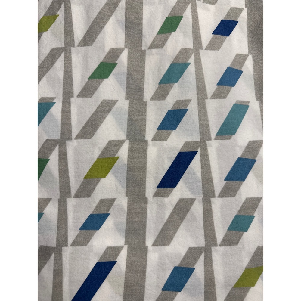 The Company Store Duvet Cover King White Blue Green Geometric Contemporary - Picture 2 of 8